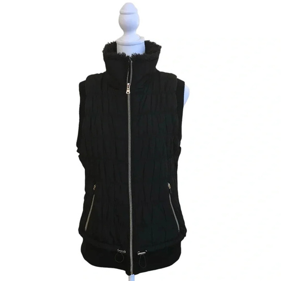 Calvin Klein Performance Jackets & Blazers - Calvin Klein Performance Sleeveless Faux Fur Collar Black Zip Vest